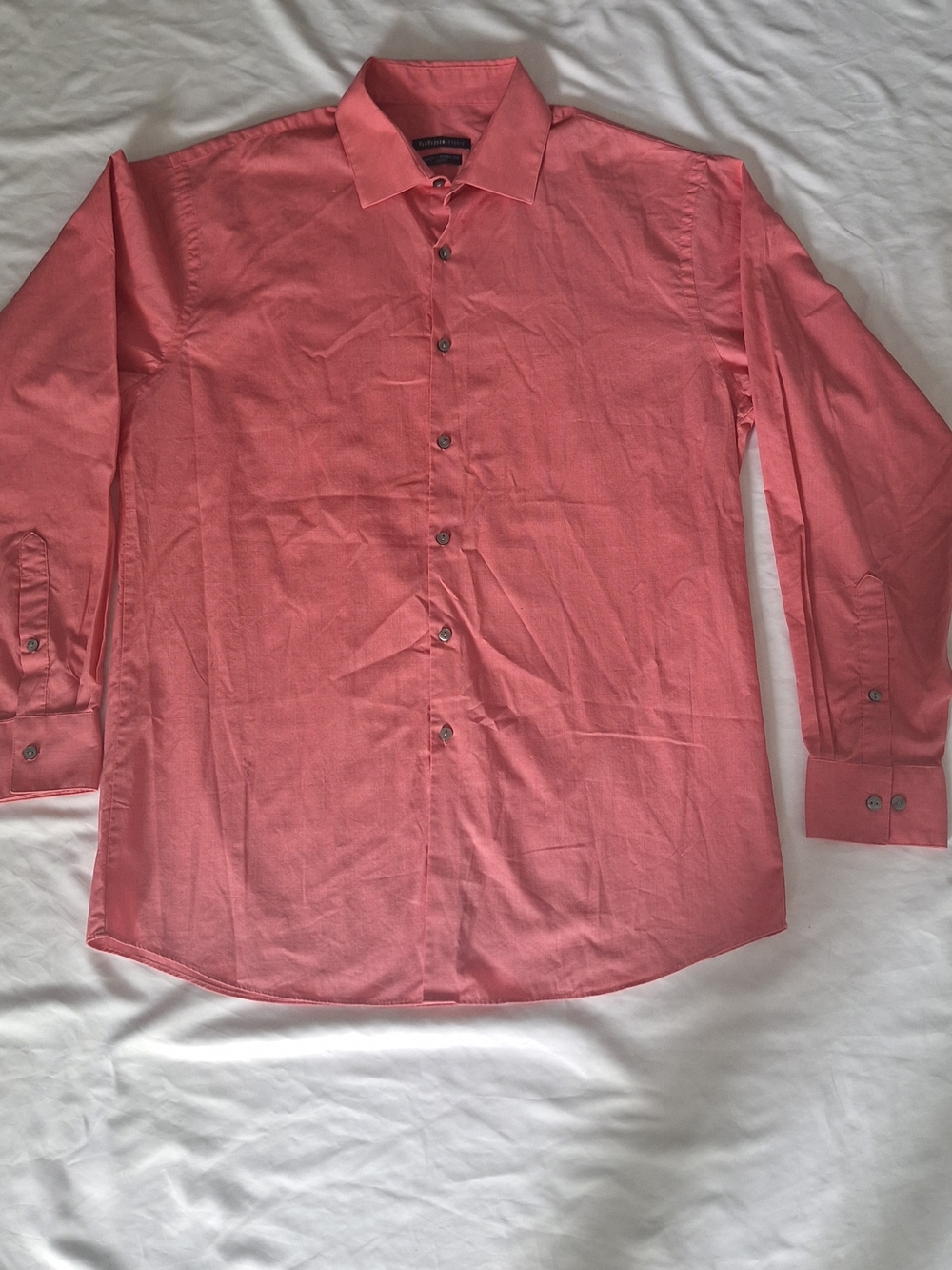 Van Heusen Salmon Pink Slim Fit Wrinkle Free Stretch Dress Shirt 16 34/35